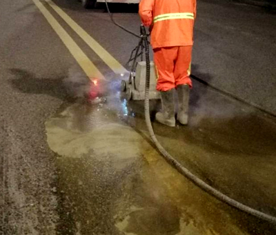 高壓水清除舊標線